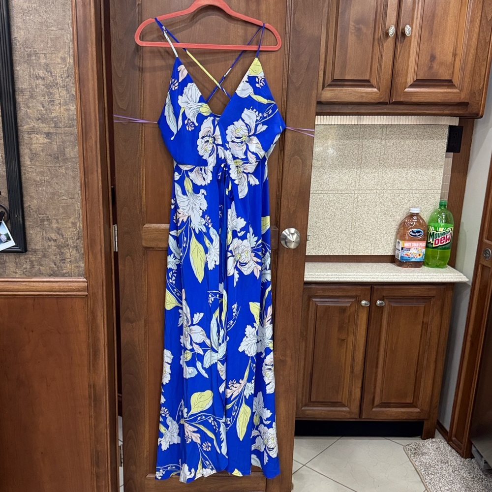 Yumi Kim Silk Vibrant Blue Floral Mazi Dress size 8